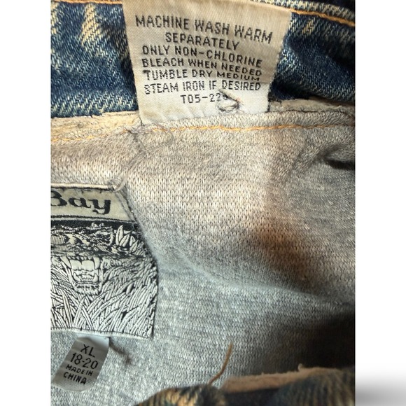 Vintage 90s Acid Wash Tiger Bay Denim Jacket XL Rock Band Patches Grunge - Picture 9 of 9